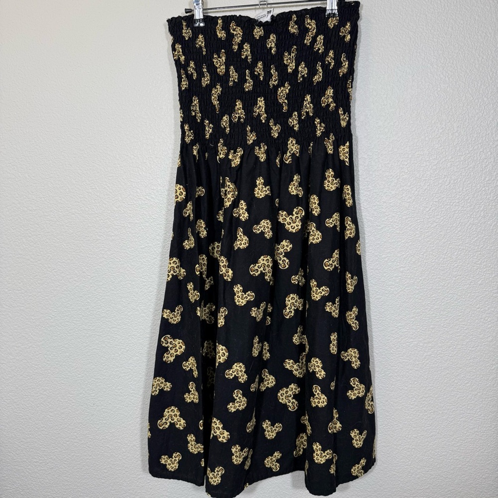 Disney Black Strapless Dress with leopard print Mickey Print - Picture 3 of 7
